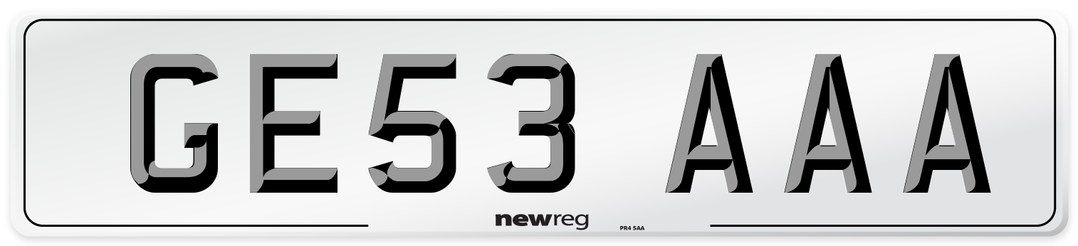 GE53 AAA Number Plate from New Reg